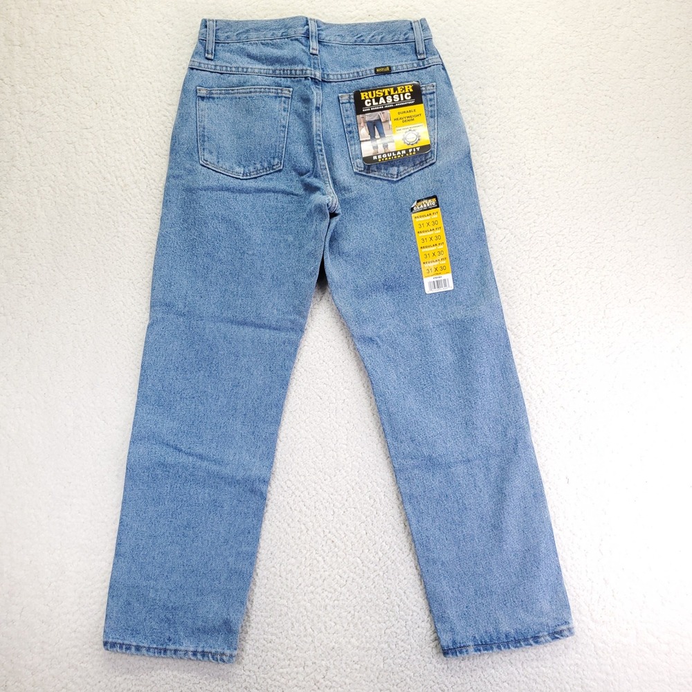 Rustler Classic Mens Regular Fit Straight Leg Jeans Light Wash 31x30 87631SW NEW - Picture 2 of 8